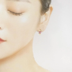 K18YG Hoa Hồng Ruby Bông Tai - Hàng hiệu Chính hãng 861964