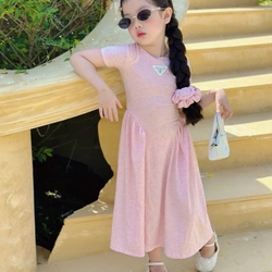 VÁY ĐÔI / COUPLE MẸ VÀ BÉ GÁI váy đầm maxi thun cột nơ phía sau kèm chun cột tóc 474127