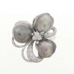 Nhẫn ngọc trai đen hoa K18WG - Hàng hiệu Authentic 853431