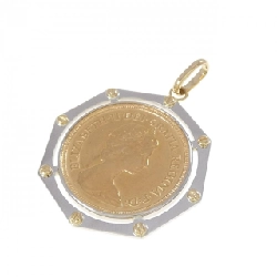 K18YG/PT900(枠) Mặt dây chuyền đồng xu - Hàng hiệu Authentic