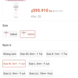Bình sữa nội địa Nhật xách tay Pigeon 240ml 3M - Mới 100% 454226
