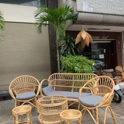 Bàn ghế sofa mây tự nhiên tay cuộn 539794