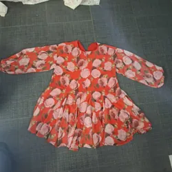 Đầm voan đỏ hoa hồng 573099