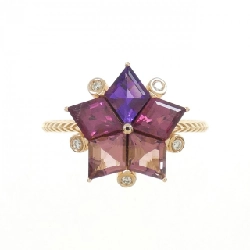 K18PG Nhẫn hoa đá màu - Hàng hiệu Authentic 860231