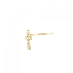 K18YG Bông tai kim cương hình chữ thập một bên - Hàng hiệu Chính hãng 869639