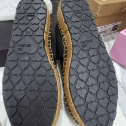 Dép Espadrille Đen Nữ Love MOSCHINO chữ nổi vàng 715440
