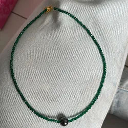 Vòng đeo cổ đá cắt giác , viên chủ là đá Hematit màu xám 680495