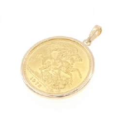 K18YG(枠) Mặt dây chuyền đồng xu - Hàng hiệu Authentic 870906