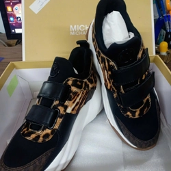Giày thể thao đế xuồng Michael Kors Keeley Trainer Dark Camel Leopard & Zebra  508581