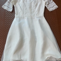 Đầm trắng phối ren 2 lớp size S  váy đầm dự tiệc trắng  523470