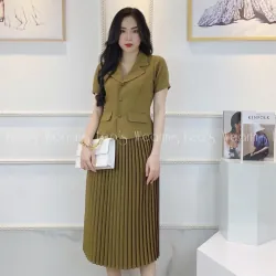 Trang phục công sở vest nữ tay dài màu xám kẻ sọc nhạt 715976