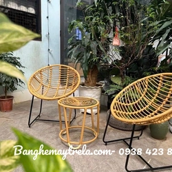 Bàn ghế mây nhựa trang trí ngoại thất 549172