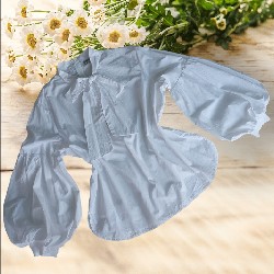 Áo sơ mi thô trắng, tay chuông to, cổ nơ freesize 10941