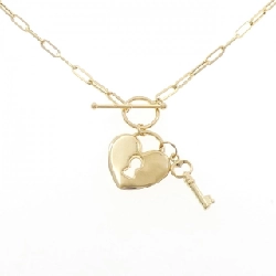 K18YG Mặt Dây Chuyền Hình Tim × Chìa Khóa - Hàng hiệu Chính Hãng