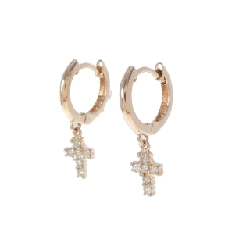 K18PG Bông tai kim cương hình chữ thập 0.10CT - Hàng hiệu Chính hãng 863593