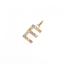 K18YG Chữ cái E Mặt dây chuyền Sapphire 0.24CT - Hàng hiệu Chính hãng