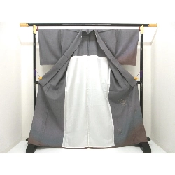 Áo dài thăm viếng đơn lớp, vải Tsumugi Aoyuki, thêu họa tiết, kích thước 3L - Hàng hiệu Authentic 875287