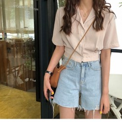 Áo sơ mi croptop cổ vest thanh lịch 73810