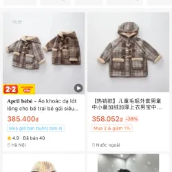 Áo khoác dạ lót lông cho bé trai bé gái siêu cute.  791964