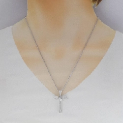 K18WG Dây chuyền kim cương chéo 0.45CT - Hàng hiệu Authentic 862609