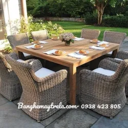 Bàn ghế ăn đan dây nhựa 576699