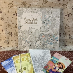 Sách Tô Màu – Vương Quốc Muôn Loài , cũ đã tô một trang, tặng Bookmark, Postcard Tô Màu 290359