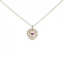 K18PG Hoa Hồng Ruby Dây Chuyền - Hàng hiệu Chính hãng