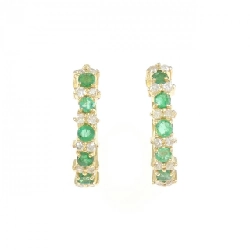 K18YG Bông tai hình vòng ngọc lục bảo - Hàng hiệu Authentic 866005