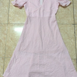 đầm caro hồng vnxk vải xốp nhẹ