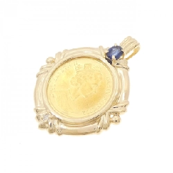 K18YG(枠) Sapphire Coin Pendant - Hàng hiệu Authentic
