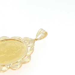 K18YG(枠) Dây chuyền đồng xu kim cương 0.08CT - Hàng hiệu Authentic 866870