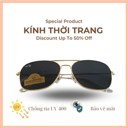 Kính mát thời trang nam nữ Rayban tròng thủy tinh cường lực màu xanh rêu, chống tia UV 276720