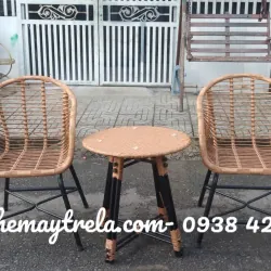 Bàn ghế mây nhựa cho quán cafe 740111