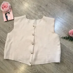 [2nd Tuyển Nhật] Áo len ghilê croptop len lông tho? màu kem siêu mịn style hottrend Nhật 695569