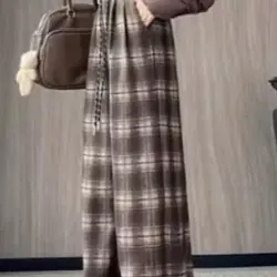 Quần kẻ suông ống rộng, chất liệu dạ dày dặn mềm mại thiết kế trẻ trung năng động  606574