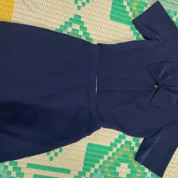 Set sơ mi chân váy nữ cổ ve tay ngắn màu xanh navy