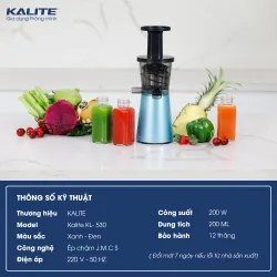Máy ép chậm KALITE KL-530 nhỏ gọn, kiệt bã, êm ái 784294