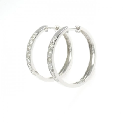 K18WG Bông tai kim cương hình vòng 0.70CT - Hàng hiệu Chính hãng 871364