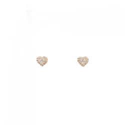 K18PG Bông tai hình trái tim kim cương 0.04CT - Hàng hiệu Chính hãng