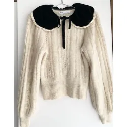 MỚI 98% *** ÁO LEN ZARA CỔ TRÒN TAY BỒNG* ~GIÁ HÃNG 500K *SIZE S* TẶNG QUÀ 0Đ FREESHIP 591515
