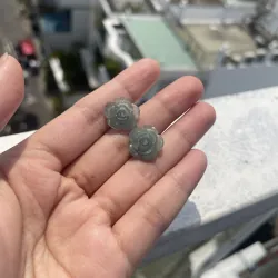 Bông tai/ Hoa tai lam ngọc - Type A (chuôi bạc - nút cao su) 800811