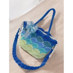 Túi họa tiết vỏ sò bằng len handmade, túi đi biển, đi du lịch, dạo phố 519771