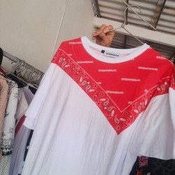 Áo phông nam,side xl,l dáng rộng, màu trắng đỏ, hàng thiết kế độc quyền., hàng mới 100%. 70423