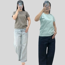 Áo Thun Nữ Cotton Cổ Tròn Size SML Form Dáng Cơ Bản Ba Màu Đơn Giản Hàng Mới