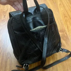 Balo nữ 24x32x11 da mộc khắc 2hand 992664