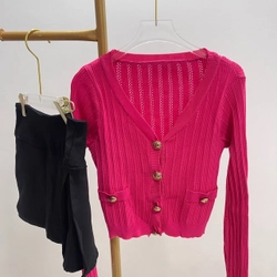 Áo cardigan dệt kim nút vàng QCCC 520897