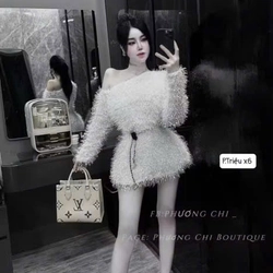 ĐẦM LÔNG TRỄ VAI KÈM ĐAI 352931