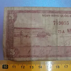 Tờ tiền 5 Đồng - Ngân hàng QGVN số series 759055 748753