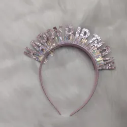 Cài tóc happy Birthday màu hồng