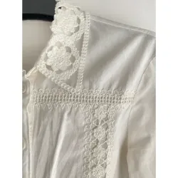 MỚI 99%***ÁO SƠ MI ZARA TRẮNG REN CROPTOP DÀI TAY* REN CÁCH ĐIỆU* TẶNG QUÀ 0Đ FREESHIP 588228